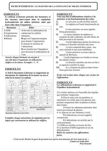 Fiche MILIEU INTERIEUR Tle D by Tehua