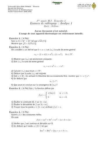 Examen2 Analyse 1 MI L1 BY TEHUA