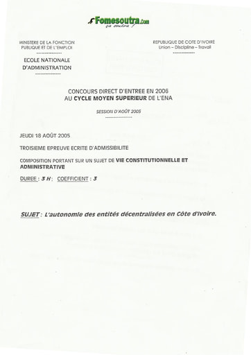 Sujet Vie constitutionnelle et administrative ENA 2005