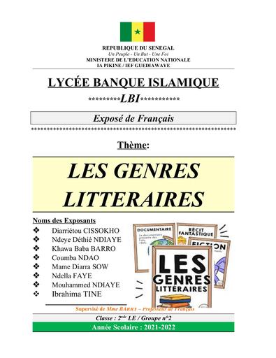 Expose Les Genres Littteraires by Tehua