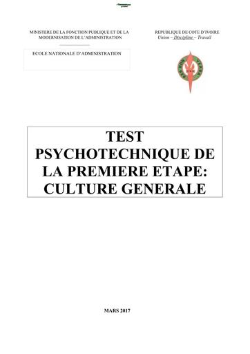 ENA PREPA TEST PSYCHOTECHNIQUE CULTURE GENERALE BY TEHUA
