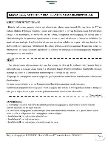 Fascicule SVT SUPPORT 2 DE COURS 4ème APC BY TEHUA