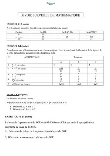 Sujet 2nde A devoir de Maths 2ndeA by Tehua