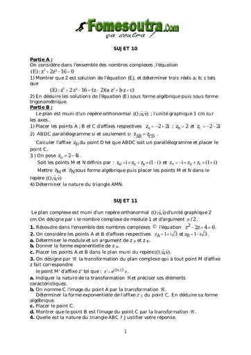 TP 6 nombres complexes et transformation du plan maths niveau Terminale D