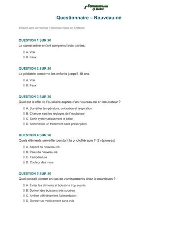INFAS questions nouveau ne sans corrections by TEHUA