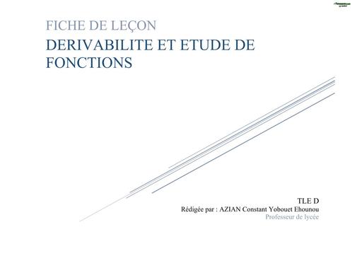 FICHE DE COURS 3 DERIVABILITE ET ETUDE DE FONCTIONS BY TEHUA