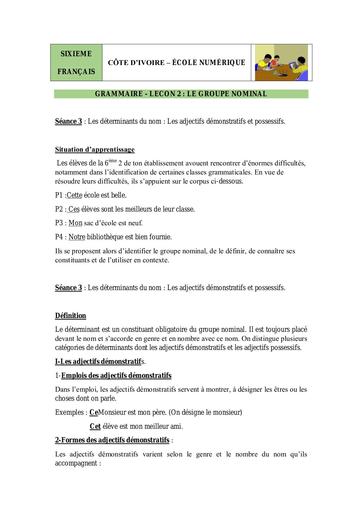6e Gr L2 S3 déter adj démons poss