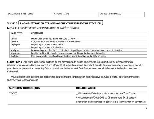 GEO 1ière TH3 G5 L’ORGANISATION ADMINISTRATIVE DE LA CÔTE D’IVOIRE by TEHUA