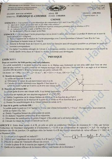 Bac D PC 2023