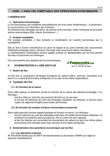 L’analyse comptable des opérations économiques - BTS Industriel