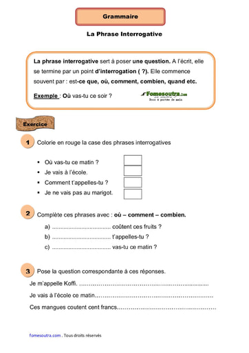 La Phrase Interrogative - Cours CE1