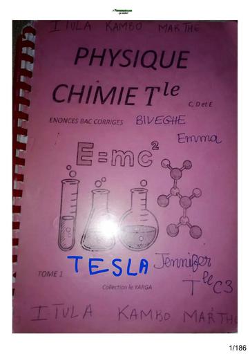 Fascicule de PC exercices corrigés Tle C,D Et E By Tehua