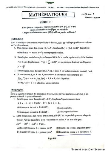 BAC BLANC 2026 DRENA MANKONO SUJET MATHS SERIE C (SUJET) by TEHUA