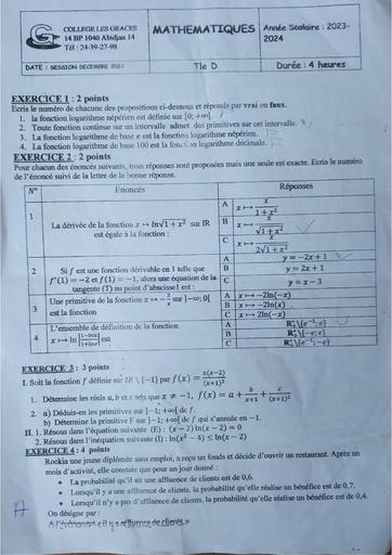 Partielle De décembre 2023 PC Tle D C les Graces Abobo by Tehua