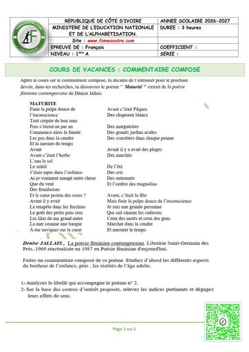 FICHE 2 FR COMMENTAIRE COMPOSE 1ière A BY TEHUA