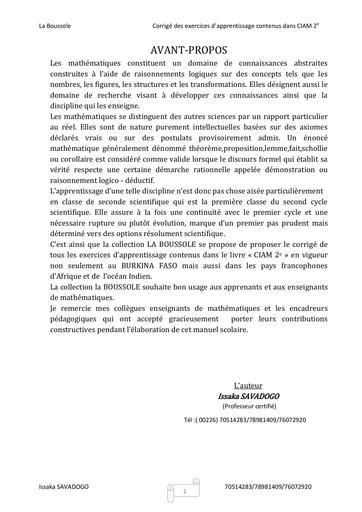 Corrigé CIAM 2nde maths