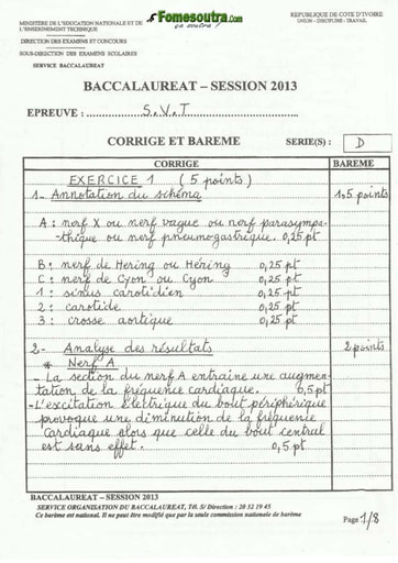 Corrigé de SVT BAC D 2013