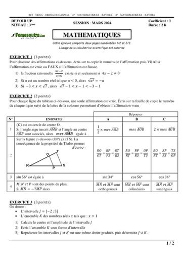 Bepc Blanc 2024 Maths Dren Gagnoa by Tehua