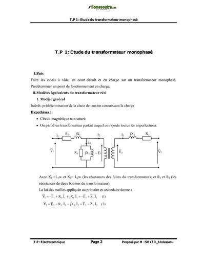 TP BTS etude transformateur monophase 1 BY TEHUA