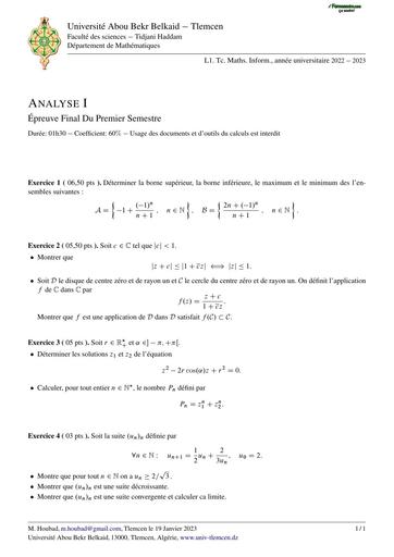 Examen Final Analyse 1 2023 2 BY TEHUA