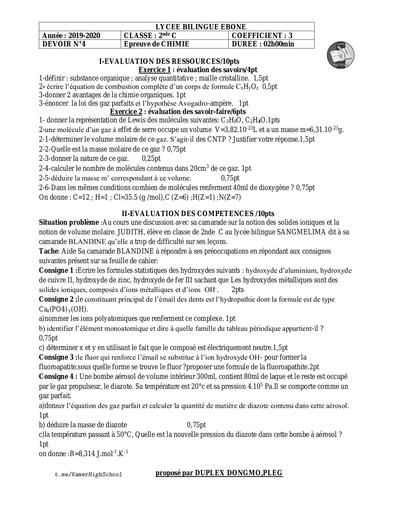 LycéeBEbone Chimie 2ndeC D4 2020