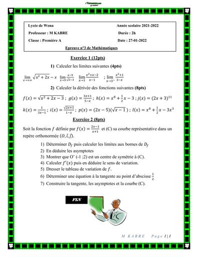 DEVOIR DE maths 3 NIVEAU 1ère A LYCEE DE WONA 2022 BY TEHUA