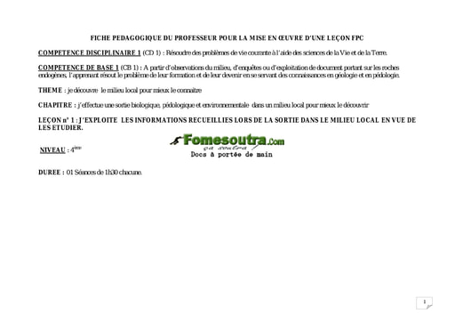 Etude des informations recueillies lors d'une sortie - SVT 4ème