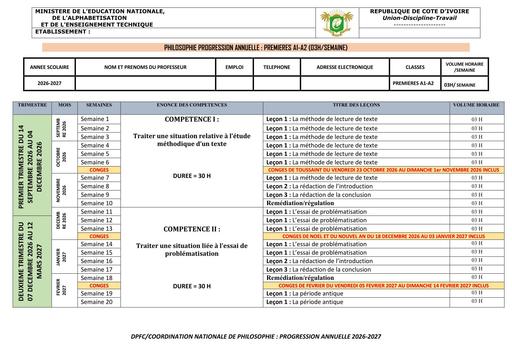 PHILOSOPHIE PROGRESSIONS ANNUELLES DPFC 2026 2027 BY TEHUA