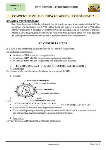 COMMENT LE VIRUS DU SIDA AFFAIBLIT-IL L’ORGANISME  ?