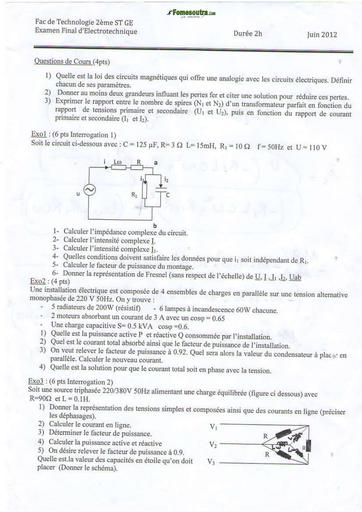 SUJET BTS electrotechnique examens 03 ST GE AVEC CORRIGE BY TEHUA