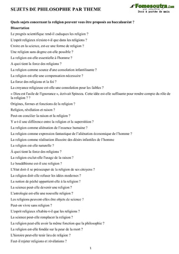 Quels sujets de Philosophie peuvent vous être proposés au baccalauréat ?