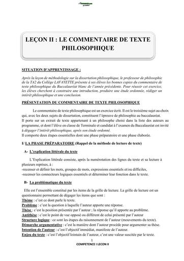 COURS DE PHILO APC SUR LE COMMENTAIRE DE TEXTE PHILOSOPHIQUE BY TEHUA