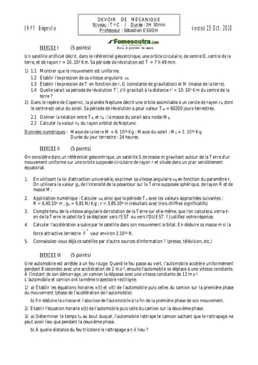 Devoir (1) de Physique-chimie terminale C EMPT Bingerville