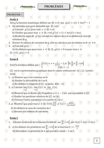 DOCUMENT 51 problèmes sur les fonctions MATHS Tle C et D by TEHUA