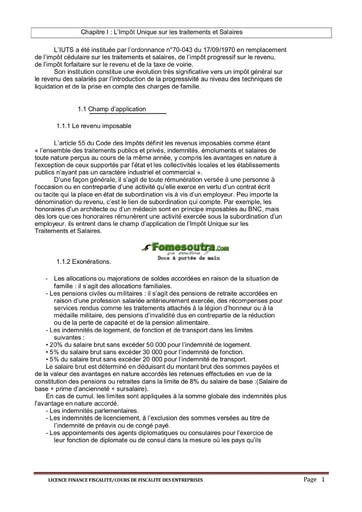 L’Impôt Unique sur les traitements et Salaires