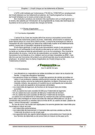 L’Impôt Unique sur les traitements et Salaires