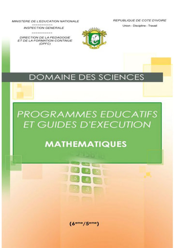 Programmes éducatifs et guides d’exécution Mathématiques niveau 6eme et 5eme