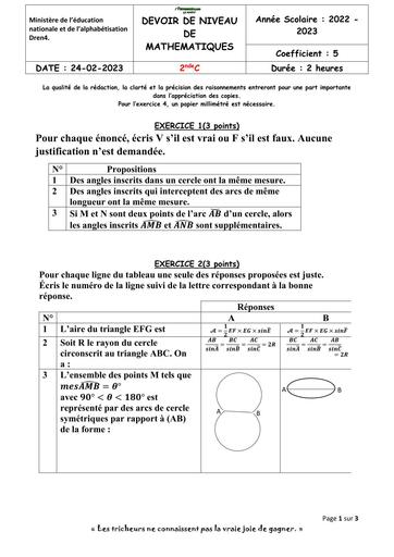 DEVOIR DE MATHS NIVEAU 2nde C Fractions rationnelles et angles inscrits BY TEHUA