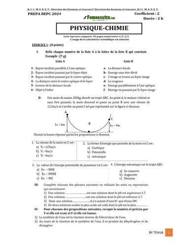 Prepa bepc PC 2024 SUJET 2 by Tehua