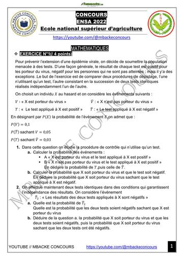 Concours ensa 2022 MATHS by TEHUA