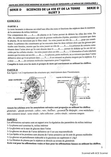 Sujet 3 Prepa bac 2024 SVT serie D by Tehua