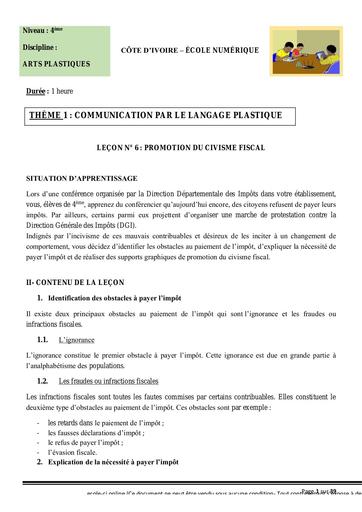 AP 4ème L6 PROMOTION DU CIVISME FISCAL