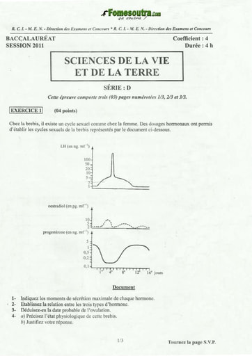 Sujet de SVT BAC D 2011