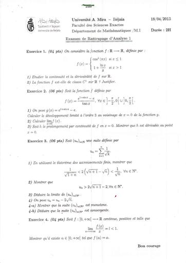 Examen5 Analyse 1 MI L1 Bejaia BY TEHUA