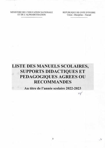 LISTE MANUELS AGREES OU RECONMANDES DEF DEF 22082022