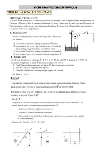 Fiche pc laplace Tle D by Tehua