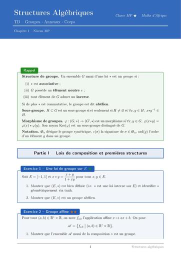 MATHS SUP ALGEBRE SUTRUCTURES ALGEBRIQUES BY TEHUA