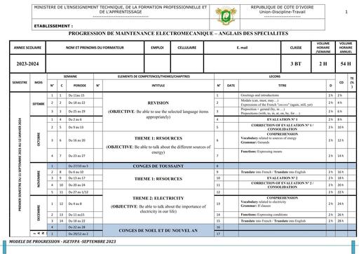ANGLAIS   3 BT MAINT  ELECTROMECA