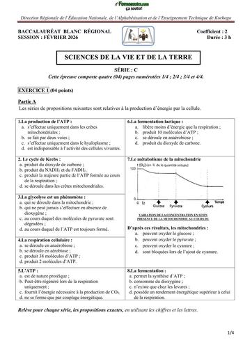 BAC BLANC 2026 KORHOGO SVT Niveau Tle C by TEHUA
