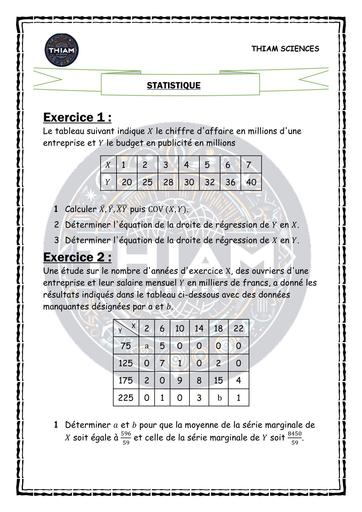 FICHE DE TD MATHS Statistique ( THIAM SCIENCES ) by TEHUA